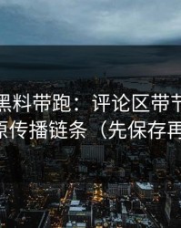 别再被黑料带跑：评论区带节奏手法还原传播链条（先保存再看）