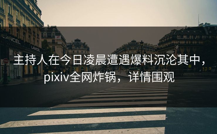 主持人在今日凌晨遭遇爆料沉沦其中，pixiv全网炸锅，详情围观